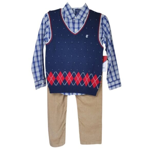 IZOD Boys 3 Piece Set Shirt Vest and Pants Size L - Picture 1 of 16